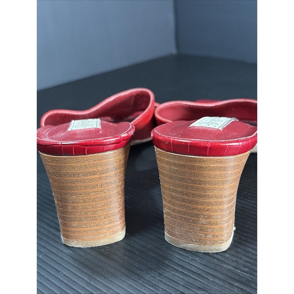 Brighton Trista Heeled Sandals 8.5 M Red Croc Slip In 2.5” Heel - Picture 7 of 11